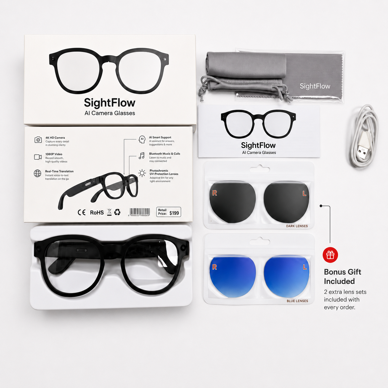 SightFlow One — AI Camera Glasses