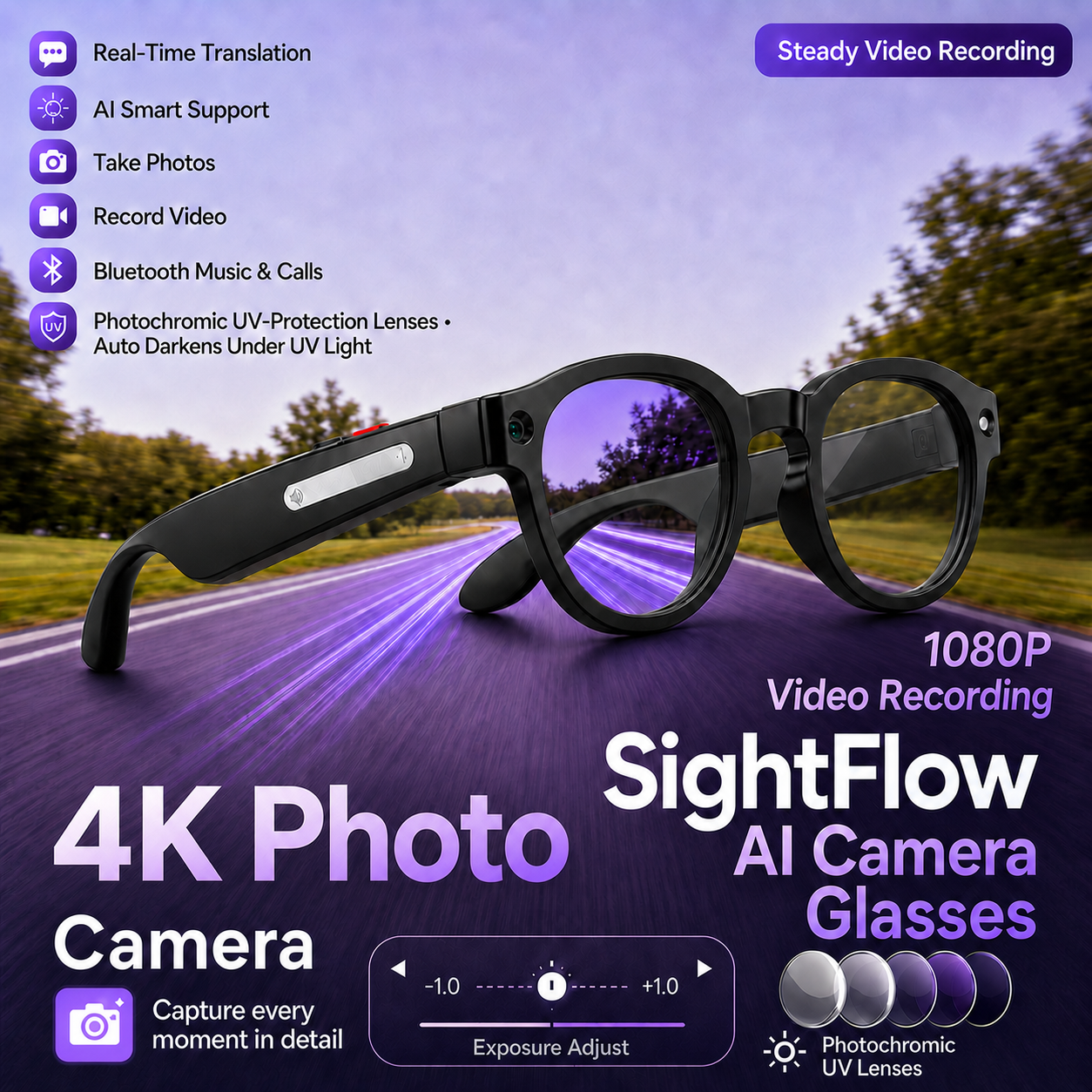 SightFlow One — AI Camera Glasses